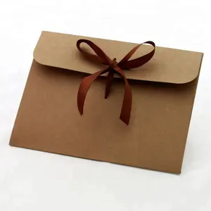 定制徽标印刷花式A4棕色牛皮纸商业文件包装信封，带色带的A5信封