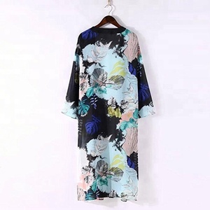 Women's Floral Chiffon <strong>Kimono</strong> Cardigan Blouse Beach <strong>Cover</strong> <strong>up</strong> <strong>Kimono</strong> - Product Image 2