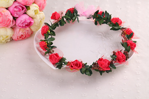 Corona <span class=keywords><strong>de</strong></span> <span class=keywords><strong>Flores</strong></span> <span class=keywords><strong>para</strong></span> el Cabello en Oferta, Rosas con Hojas y Malla, Decoración <span class=keywords><strong>de</strong></span> <span class=keywords><strong>Boda</strong></span>, Corona Floral <span class=keywords><strong>para</strong></span> <span class=keywords><strong>Niñas</strong></span> - Product Image 3