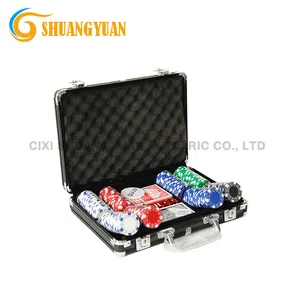 200 pcs Poker Chip Set Dengan Warna Hitam Aluminium Kasus