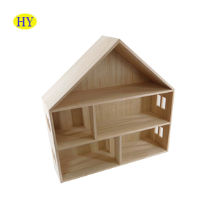 Boîte de présentation en <span class=keywords><strong>bois</strong></span> en forme de maison naturelle inachevée personnalisée pour jouets - Product Image 1