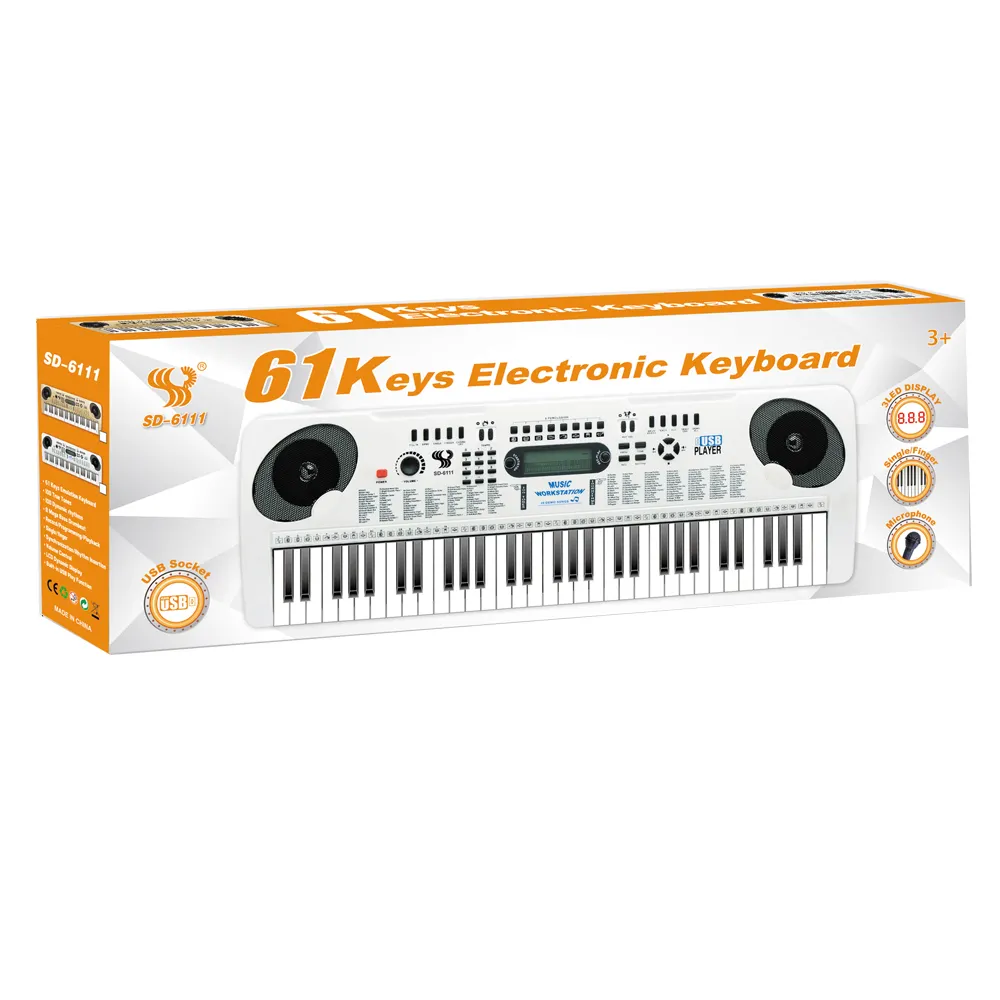 Keyboard Elektronik Desain Profesional, Mainan Pendidikan Musik 61 Kunci Piano Besar Mekanis