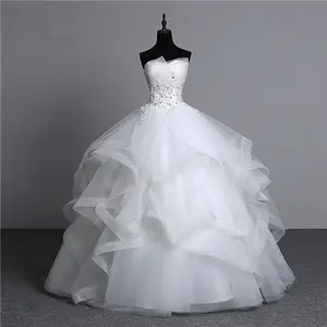 New Design Tulle Ruffles Wedding Dress Pettiskirt Sequin Beaded Ball Gown Retro ZYL098