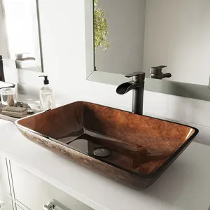 Fiber Glass Wash Basin Tempered Glass Bathroom Art Basin