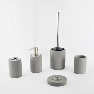 Accessoires de bain en béton cylindriques écologiques gris en promotion par Top Jingle (Modèle BA5037GY/S5_R) - Product Image 1