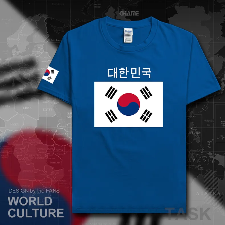 OEM कस्टम सभी 32 फुटबॉल टीमों झंडा 2018 के विश्व कप के प्रशंसकों दक्षिण कोरिया कपड़े टी शर्ट