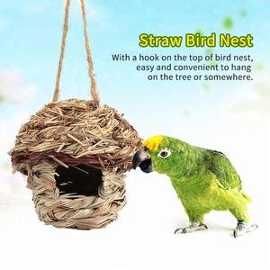 Mooie Ontwerp Stro Vogelnest Huis Handgemaakte <span class=keywords><strong>Birdhouse</strong></span> Bed Voor Vogels Papegaai Hamster Kleine Huisdieren Dieren Kooi Thuis Opknoping Decor - Product Image 2