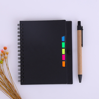 A5 A6 Spiral Kraft Notizbuch mit Stift Haft notizen Marker Farbige Lasche Flaggen Hardcover Logo Custom ized Pocket Notepad Notizbuch