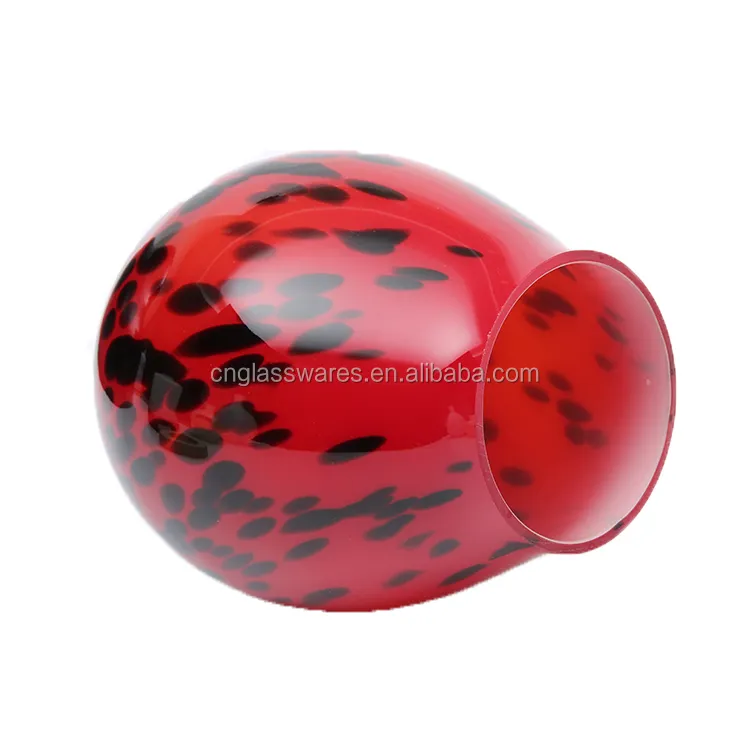European Traditional Black Dots Red Stained Glass Lamp Shade for Aroma Oil Glass Diffuser