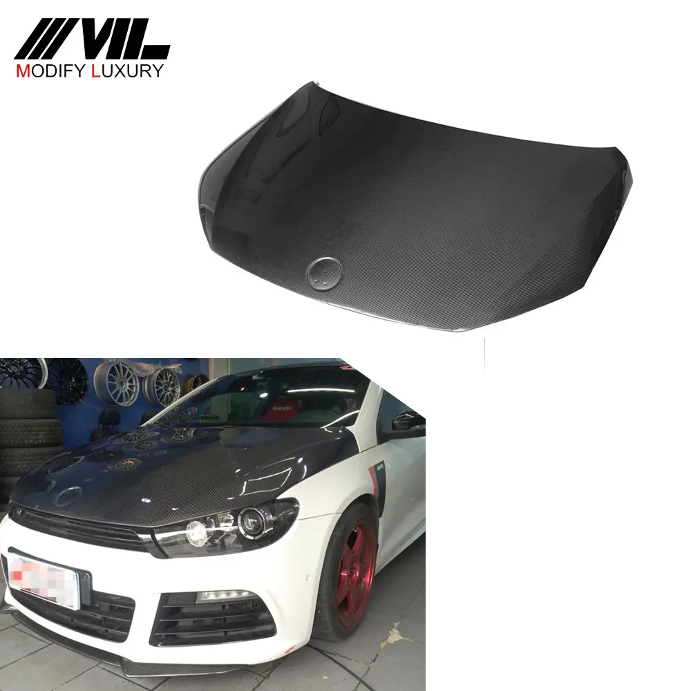 Capot avant pour VW Scirocco R 2009-up, en Fiber de carbone, accessoires de voiture, pièce de rechange