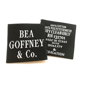 Étiquettes personnalisées avec logo tissé à coupe plate, étiquettes uniques de marque et nom pour uniforme scolaire - Product Image 1