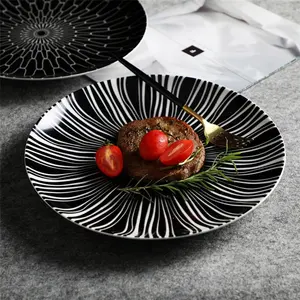 Итальянская посуда, дешевая фарфоровая черная обеденная тарелка для аппетита