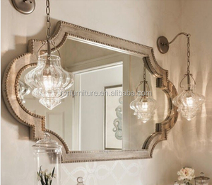 <strong>Beads</strong> Wooden Frame Scroll Wall <strong>Mirror</strong> MR-2Q0199 - Product Image 1