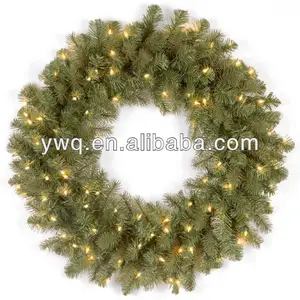 Guirnalda de navidad artificial preiluminada, guirnalda amarilla verde iluminada de 8 pies de largo, x12,5 pulgadas de ancho