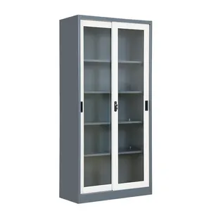 Современная офисная мебель, Металлическая стальная стеклянная раздвижная дверь, шкаф для хранения документов