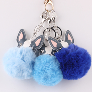 Hund und Mensch Bester Freund Fluff Ball Einzigartige schwarze Leder Plüsch Schlüssel bund Online Schlüssel anhänger - Product Image 4