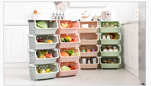 Unbreakable Stars Hollow Stacking 4pcs Plastic Vegetable Storage <strong>Basket</strong> <strong>with</strong> <strong>Lid</strong> - Product Image 6