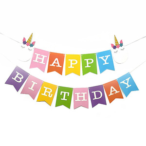 Pancarta de Papel Personalizada con Diseño de Unicornio para Fiesta de Cumpleaños de Niña o Niño, Decoraciones de Cumpleaños, Tamaños de 6.3 y 7.8 Pulgadas, <span class=keywords><strong>Vrise</strong></span> - Product Image 3