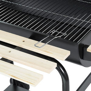 Black Steel Trolley Charcoal <strong>BBQ</strong> <strong>Grill</strong> with Remote Control Adjustable Height &amp; Oil <strong>Drum</strong> Design - Product Image 6