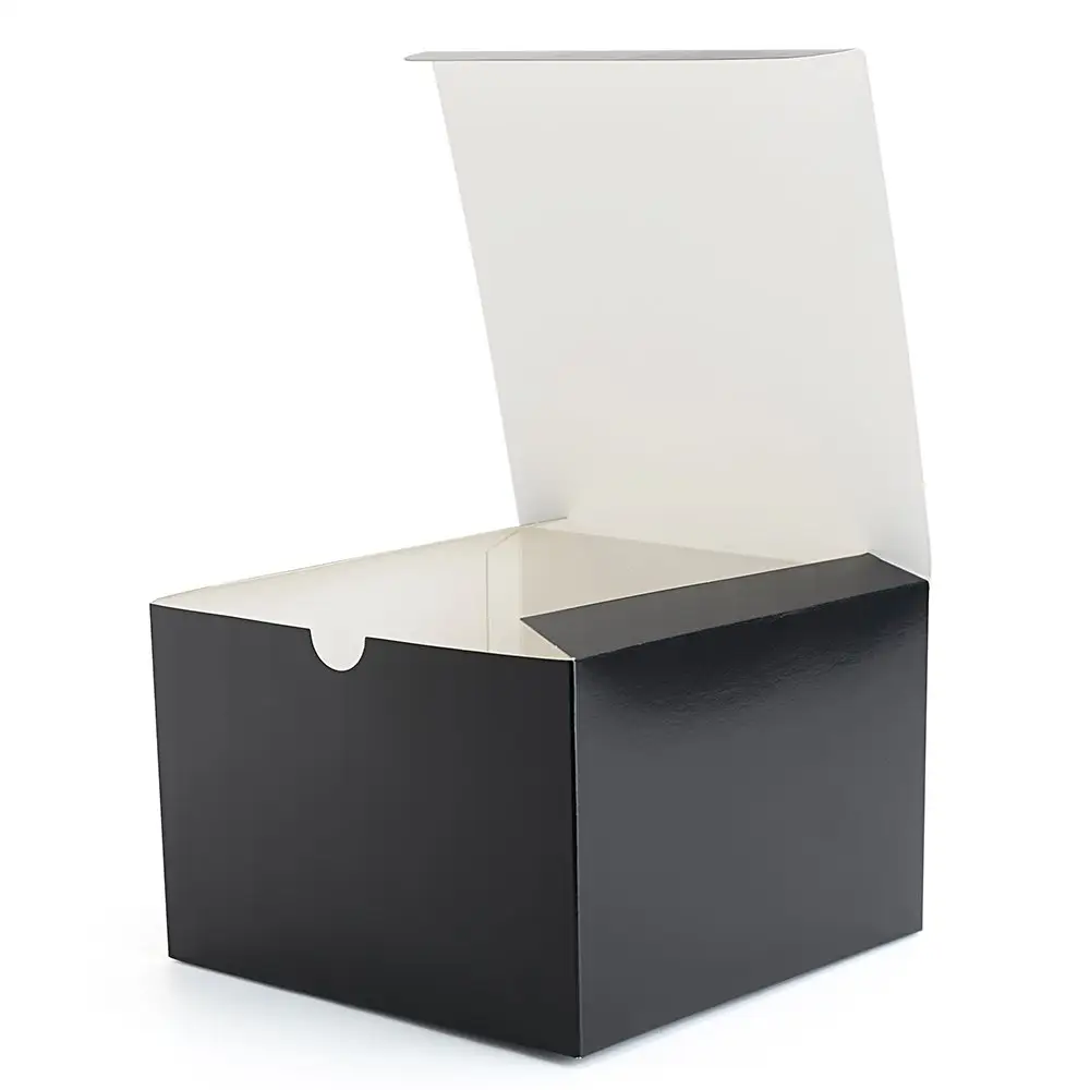 Caixas pretas de presente, 6x6x4 polegadas, 50 pacotes caixas de papel com tampas para presentes, artesanato, caixas de embalagens de cupcake