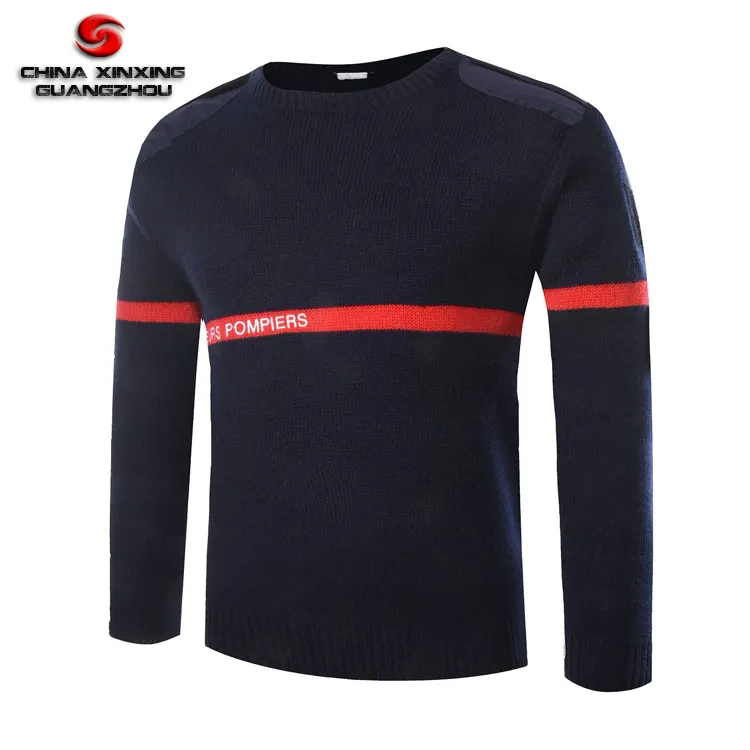 Wool Knitted Dark Blue Men Security Pullover Jersey