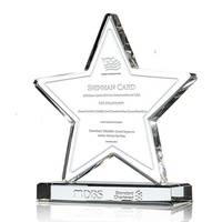 Recuerdo de negocios al por mayor Premios de eventos personalizados Medallas Pentagrama Placa de cristal transparente Trofeo de premio