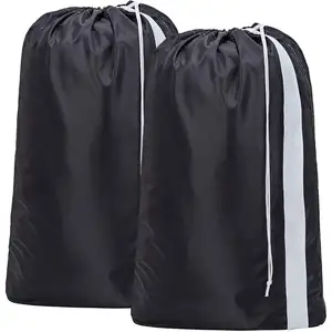 Custom Hotel Large Laundry Bag Black with Shoulder Strap