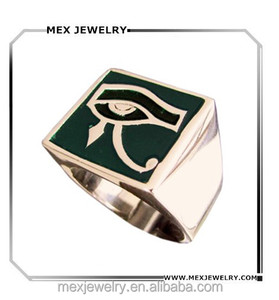 Anillo <span class=keywords><strong>de</strong></span> <span class=keywords><strong>Ojo</strong></span> <span class=keywords><strong>de</strong></span> <span class=keywords><strong>Horus</strong></span> <span class=keywords><strong>de</strong></span> bronce, Egyption, anillo <span class=keywords><strong>de</strong></span> <span class=keywords><strong>Ra</strong></span> Osiris con esmalte azul - Product Image 1
