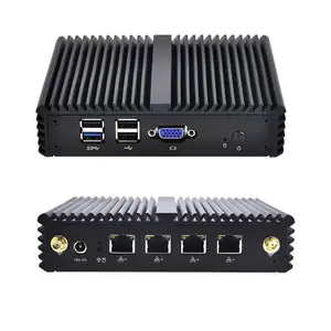 คอมพิวเตอร์ตั้งโต๊ะขนาดเล็ก qotom X86อุตสาหกรรม fanless คอมพิวเตอร์ตั้งโต๊ะแบบ Ubuntu คอมพิวเตอร์นาโน ITX J1900 4 LAN Micro Barebone MINI Computer Linux