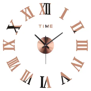 Медные 3D настенные часы "сделай сам", римские цифры, настенная наклейка из вспененного этилвинилацетата + акриловое зеркало + часы, настенные часы, кварцевые, алюминиевые, современное искусство