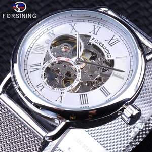 FORSINING-montre mécanique pour hommes, accessoire de luxe en acier inoxydable, doré, poignet, décontracté, chiffres romains, squelette - Product Image 6