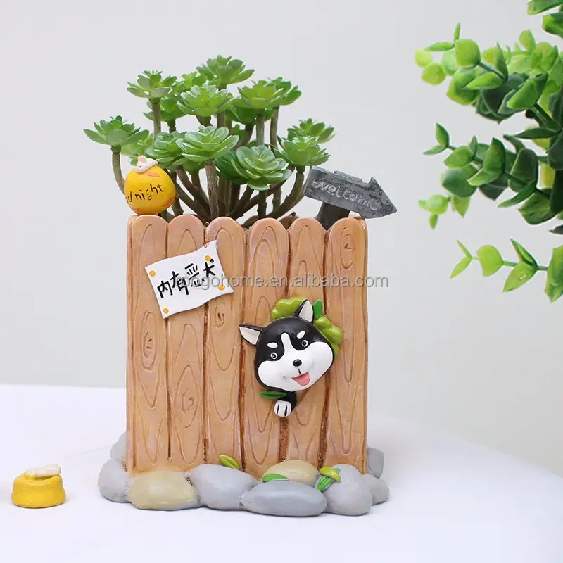 ROOGO חדש חיצוני חמוד כלב האסקי סיבירי גור למכירה סיר עיצוב שרף גן פרח עציץ