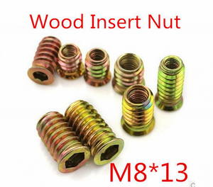 M6 M8 M10 Steel Yellow Zinc Furniture Fixing Threaded Wood <strong>Insert</strong> E <strong>Nut</strong> - Product Image 4
