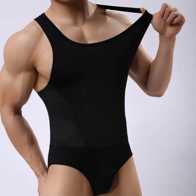 Zijde Hoge Elastische Jumpsuit Sport Ondershirt Buik In Fitness Wear Mens Shaperwear Shaper Body Voor Mannen Maag Shapewear Voor Mannen