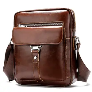 Bolsa de ombro de couro genuíno Marrant 8516 para homens, bolsa carteiro de couro para homens, bolsa lateral crossbody