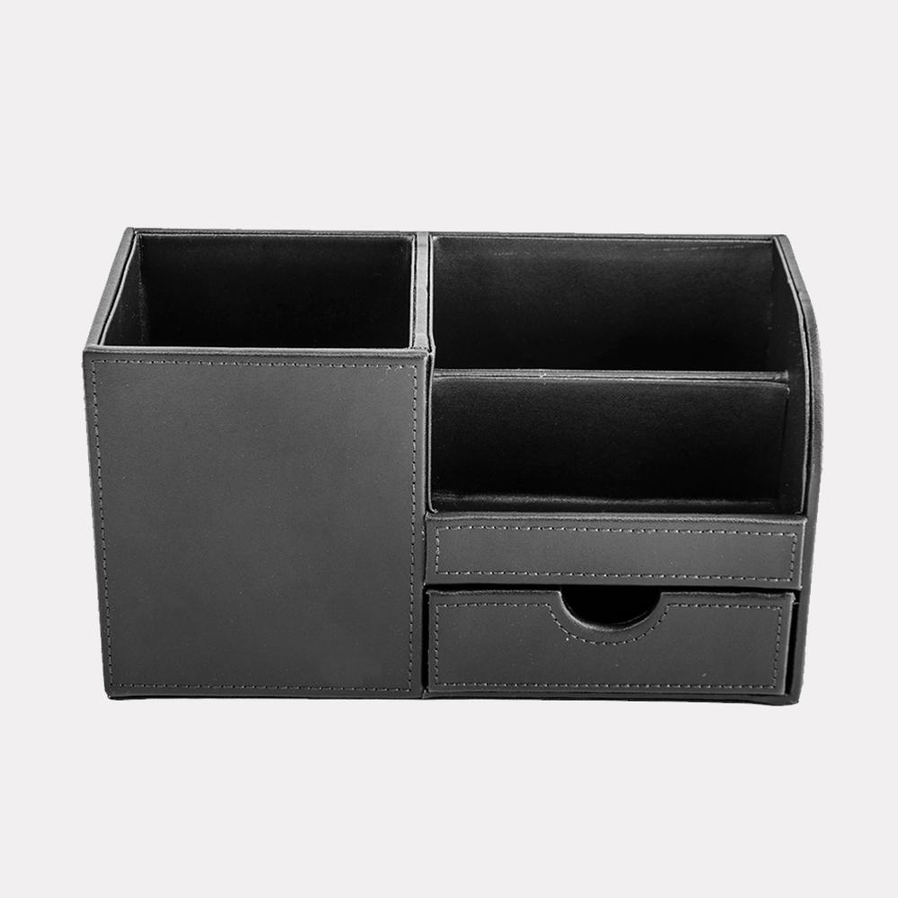 Пользовательский офисный многофункциональный настольный ящик из искусственной кожи для хранения канцелярских принадлежностей