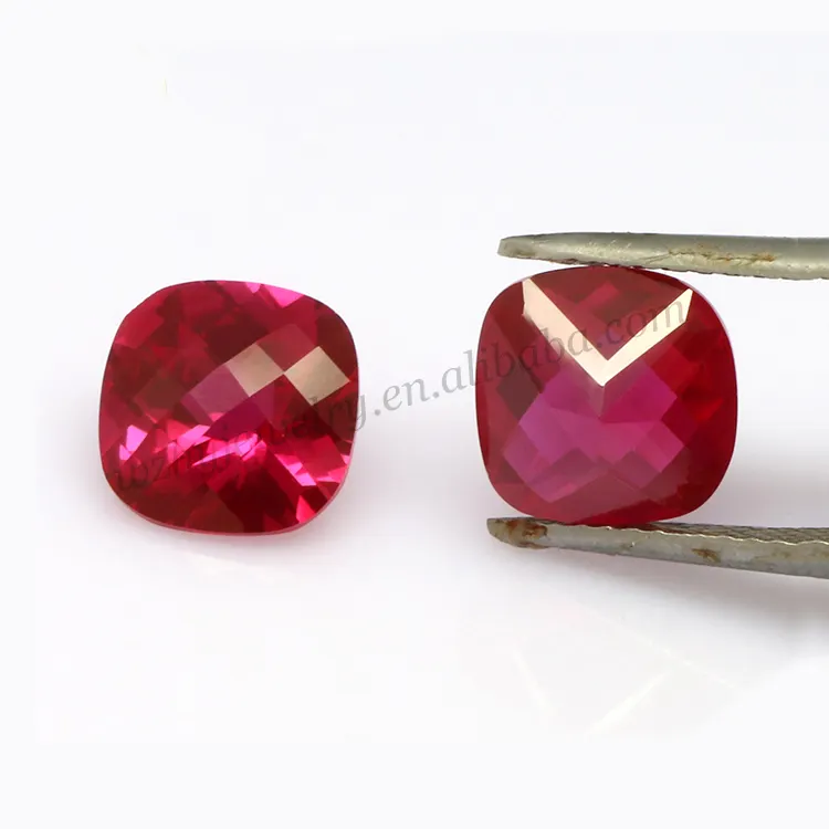 Cushion Cut Checkerboard Chính Hãng Ruby Nhẫn Đá Quý