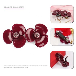 Di modo Camelia Acrilico Dei Capelli Della Clip di Strass Splendido Doppio Mollette Per Capelli Fiori Clip di Capelli Delle Donne Del Fiore - Product Image 3