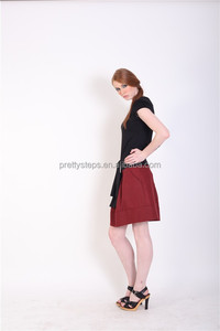 Jolie étapes 2015 balck et rouge femmes de base à manches courtes avec encolure dégagé<span class=keywords><strong>e</strong></span> t - shirt robe avec ceinture décoration - Product Image 4