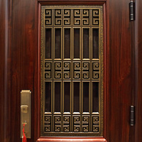 Porte intérieure moderne en bois grainé fini, antivol, avec moustiquaire et grille de sécurité en acier pour la maison, en stock