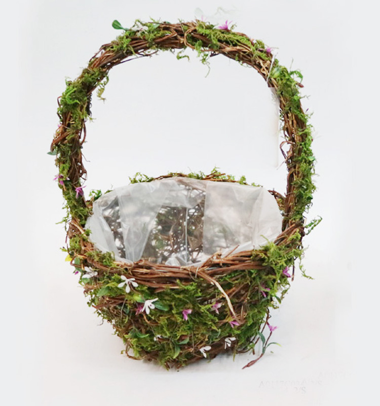 Корзина из ротанга и Моха для цветов для свадебных принадлежностей или домашнего декора