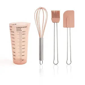 Conjunto de utensílios para cozinha, conjunto de 4 peças de ferramentas para confeitaria, espátula de silicone e escova de ovos