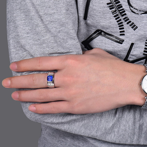 Anello Classico da Uomo in <span class=keywords><strong>Oro</strong></span> 18K con Gemma Naturale di Tanzanite Blu, Gioielleria Fine all'Ingrosso - Product Image 4