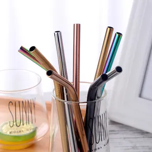 Straw Drinking Colorful Stainless Steel Drinking Straws Bend And Straight Straws