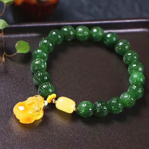 SGARIT fine jewelry factory wholesale natural gem stone nephrite jasper green jade bead bracelet women jewellery