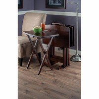 Ensemble de 5 pièces stable et durable, table pliante en bois de bambou pour le salon, pour regarder la télévision, prendre un café ou pour les petits espaces