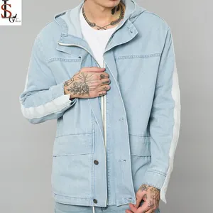 Wholesale Fashion Men Custom Winter High Quality Denim Jacket With extended track stripe down the sleeve