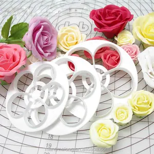 Molde de flores de rosa para bolo, 1 conjunto/6 peças de molde para bolo e de casamento, de silicone, rosa, bolo