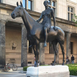Estatua de Latón de Mujer Desnuda a Tamaño Real Estilo Griego Romano, Escultura de Bronce de Dama Desnuda Montando a Caballo - Product Image 3
