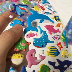 儿童卡通鱼海豚鲸鱼龟3D浮肿贴纸的海洋世界贴纸